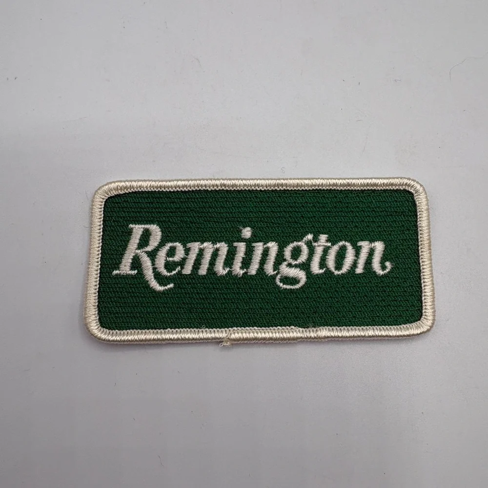 Vintage Remington Arms Embroidered Patch Green White Logo Sew On